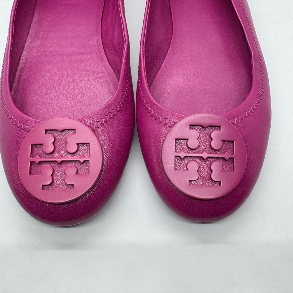Tory Burch Minnie Reva Travel Ballet Flats Shoes in Magenta Pink Size 7.5 - Picture 5 of 12